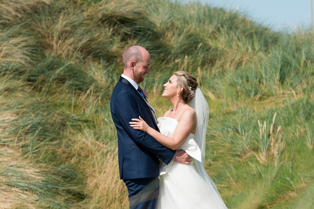 Bride and Groom on Spanish Point beach for their Clare Wedding at The Armada Hotel